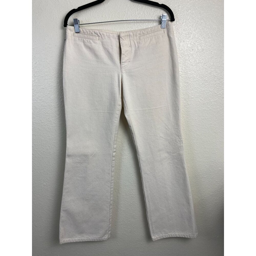 Polo Ralph Lauren Jeans Co Low Rise Flare Pants Womens size 8 Cream Y2K 90s wide